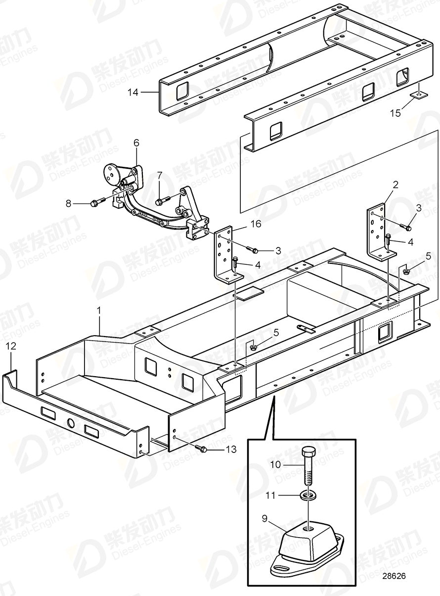 VOLVO Cross member 3812095 Drawing